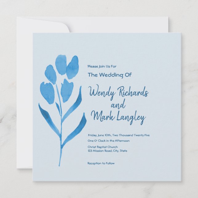 Dusty Blue Watercolor Wedding-inbjudan Inbjudningar (Framsida)