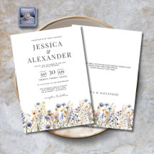 Dusty Blue Watercolor Wildblomma Elegant bröllop