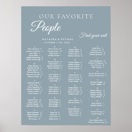 Dusty Blue Wedding Alphabetical Seating Chart Poster