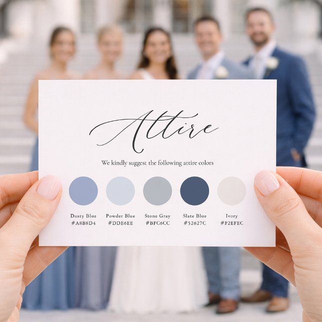 Dusty Blue Wedding Attire Card Inbjudningar (Skapare uppladdad)