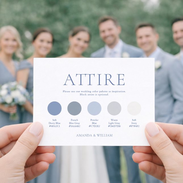 Dusty Blue Wedding Attire Card Inbjudningar (Skapare uppladdad)