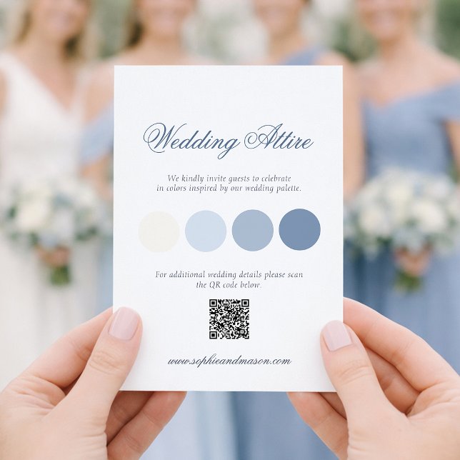 Dusty Blue Wedding Attire Card with QR Code Inbjudningar (Skapare uppladdad)