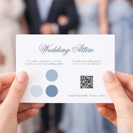 Dusty Blue Wedding Attire Card with QR Code Inbjudningar