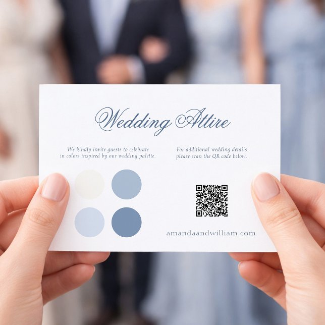 Dusty Blue Wedding Attire Card with QR Code Inbjudningar (Skapare uppladdad)