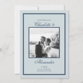 Dusty Blue Wedding Classic Script Save the Date Inbjudningar