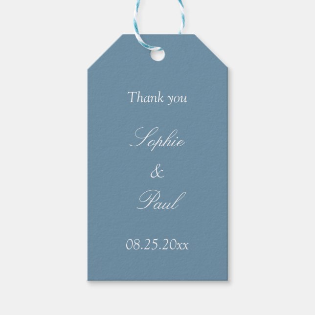 Dusty Blue Wedding Favor Tack Gift-Märkre Presentetikett (Framsidan)
