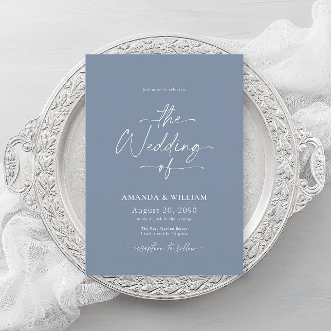 Dusty Blue Wedding-inbjudan med QR-kod Inbjudningar (Skapare uppladdad)