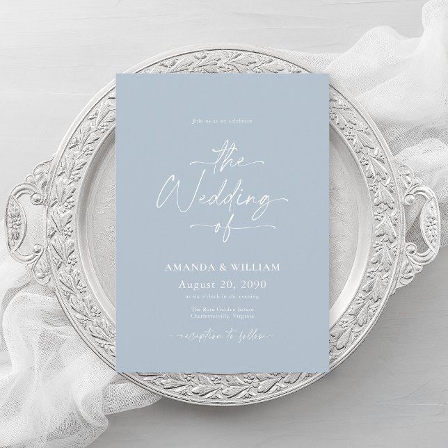 Dusty Blue Wedding-inbjudan med QR-kod Inbjudningar (Skapare uppladdad)