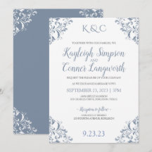 Dusty Blue Wedding-inbjudningar | Elegant och Vint
