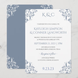 Dusty Blue Wedding-inbjudningar | Vintage av Elega Inbjudningar