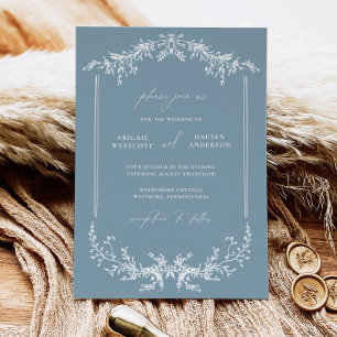 Dusty Blue Wedding Notification Card Inbjudningar