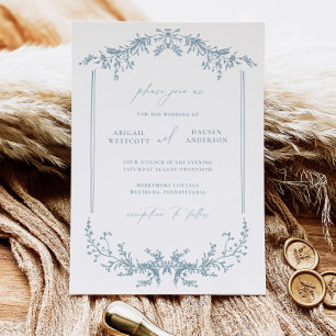 Dusty Blue Wedding Notification Card Inbjudningar