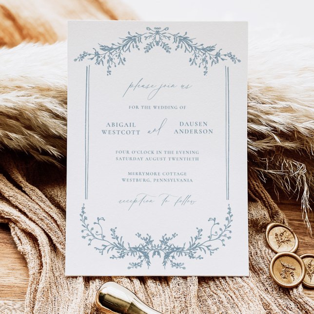 Dusty Blue Wedding Notification Card Inbjudningar (Skapare uppladdad)