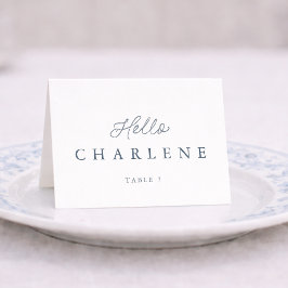 Dusty Blue Wedding Place Card with Table Number Bordsnummer