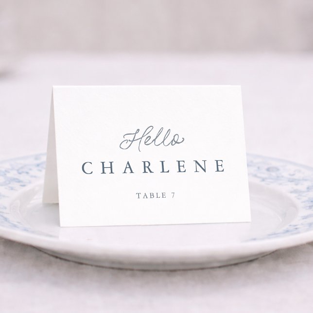 Dusty Blue Wedding Place Card with Table Number Bordsnummer (Skapare uppladdad)