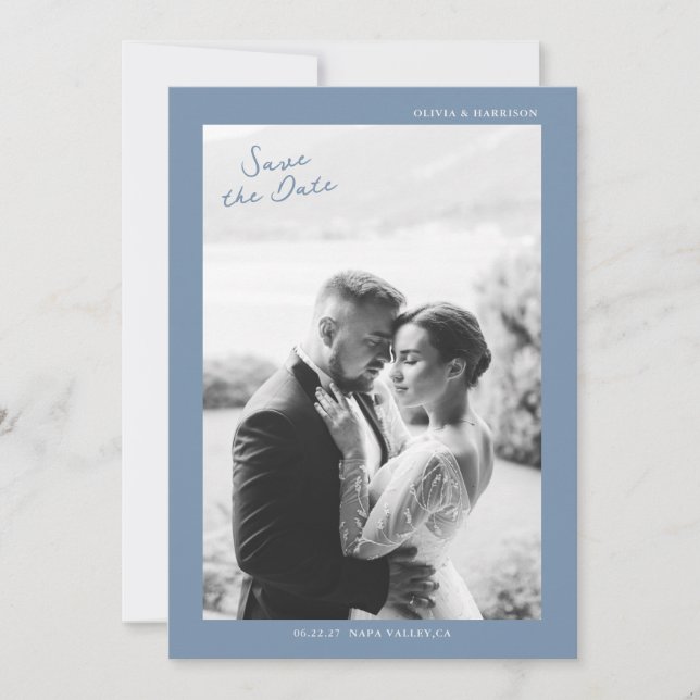 Dusty Blue Wedding Save the Date Inbjudningar (Framsida)