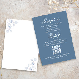 Dusty Blue Wedding Script RSVP Reception  Tilläggskort