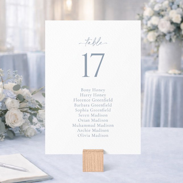 Dusty Blue Wedding Seating Chart Card Inbjudningar (Skapare uppladdad)