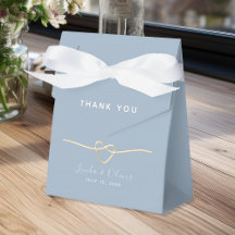 Dusty Blue Wedor Favor Box med Rope Heart