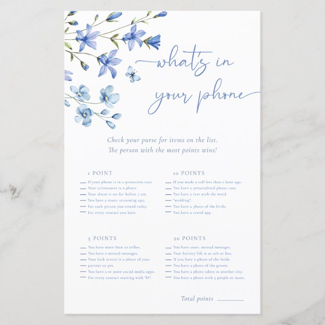 Dusty Blue What's in Your Mobil Möhippa Game (Framsida)