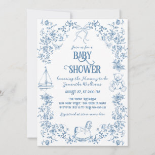 Dusty Blue Whimsical Blommigt Baby Shower Inbjudningar