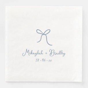 Dusty Blue Whimsical Bow Personlig Bröllop Pappersservett