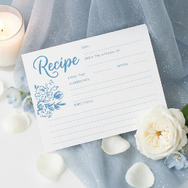 Dusty Blue Whimsical Bridal Shower Recipe Card