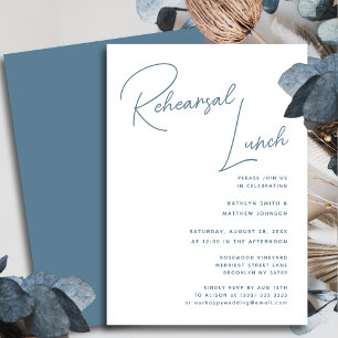 Dusty Blue Whimsical Script Chic Rehearsal Lunch Inbjudningar