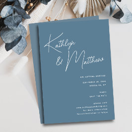 Dusty Blue Whimsical Script Minimalist Modern Spara Datumet