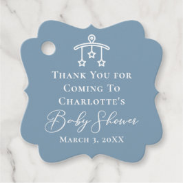 Dusty Blue White Baby Shower Personlig Gåvor Etiketter