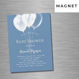 Dusty blue white ballonger boylyxbabydusch magnetisk inbjudningskort