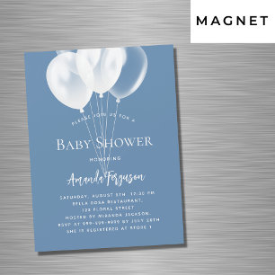Dusty blue white ballonger boylyxbabydusch magnetisk inbjudningskort