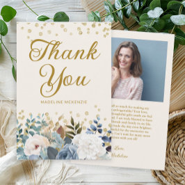 Dusty Blue White Blommigt Birthday Photo Tack