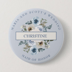 Dusty Blue White Blommigt Maid of honor Knapp