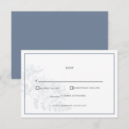 Dusty Blue White Blommigt Simple Bröllop OSA Kort