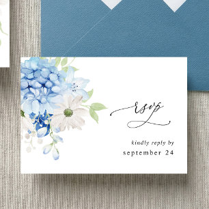Dusty Blue & White Blommigt w Meal OSA Kort