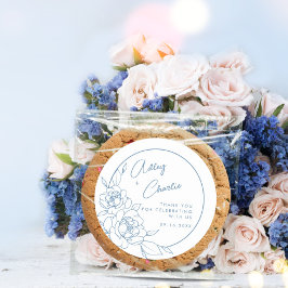 Dusty Blue White Botanical Wedor Favor Tack Runt Klistermärke