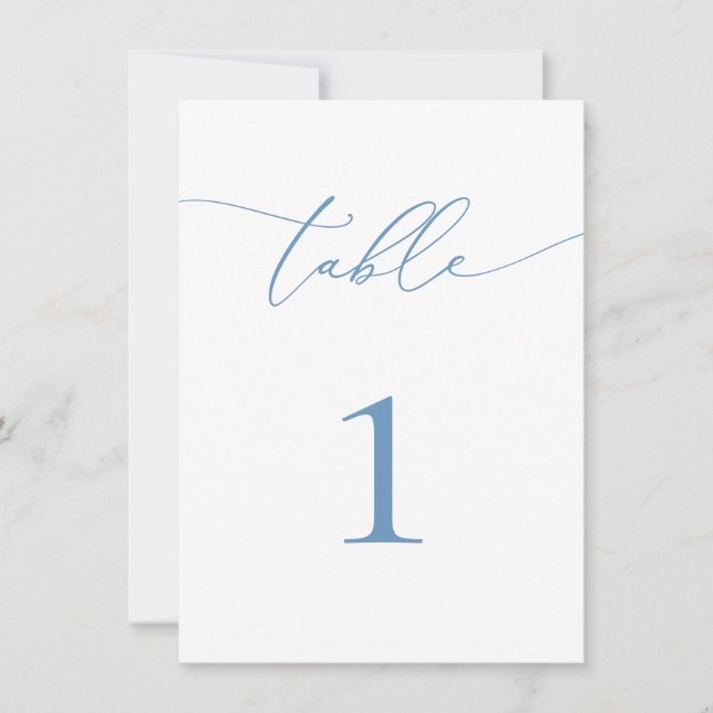 Dusty Blue & White Bröllop/Event Bordsnummer (Framsida)