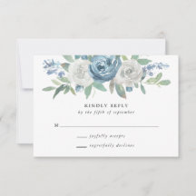 Dusty Blue & White Bröllop OSA Card
