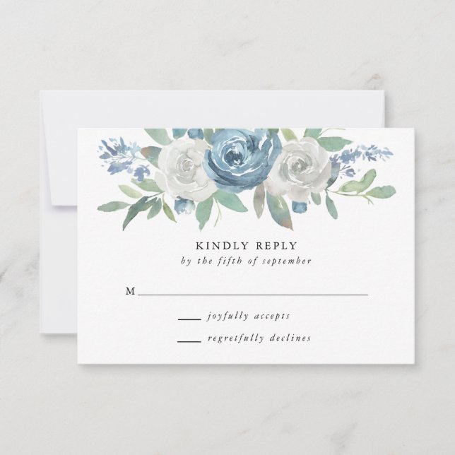 Dusty Blue & White Bröllop OSA Card (Framsida)