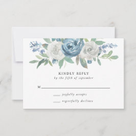 Dusty Blue & White Bröllop OSA Card Kort