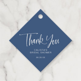 Dusty Blue White Calligraphy Script Thank You  Gåvor Etiketter