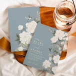 Dusty Blue White Chinoiserie Blomsterträdgård Bröl Inbjudningar<br><div class="desc">Den här chinoiseriinspirerade designen har elegant botaniska blommigtar,  fåglar och gröna i dammig blått och elfenben. Anpassa inbjudan med dina detaljer och om du vill ordna om stil och placera texten ytterligare trycker du på knappen "Klicka för att anpassa ytterligare".</div>