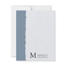 Dusty Blue White Deckled Kant Färg Block Monogram
