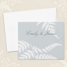 Dusty Blue White Fern Elegant Bröllop