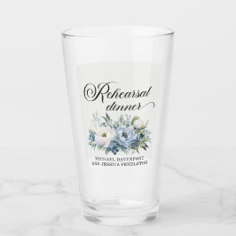 Dusty Blue White Floral Rehearsal Dinner Glaskopp