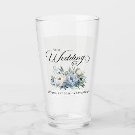 Dusty Blue White Floral Wedding Favor Glaskopp