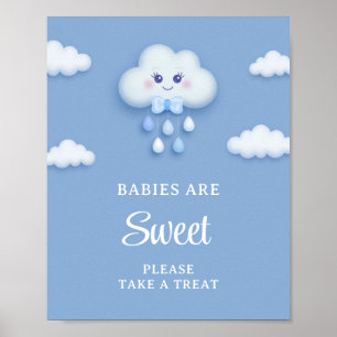 Dusty blue white fluffy Moln spädbarn är sött Poster