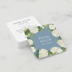 Dusty Blue & White Hydrangea Wandeans Fyrkantigt Visitkort
