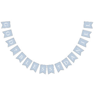 Dusty Blue White Kor Boy Baptism Bunting Flaggor